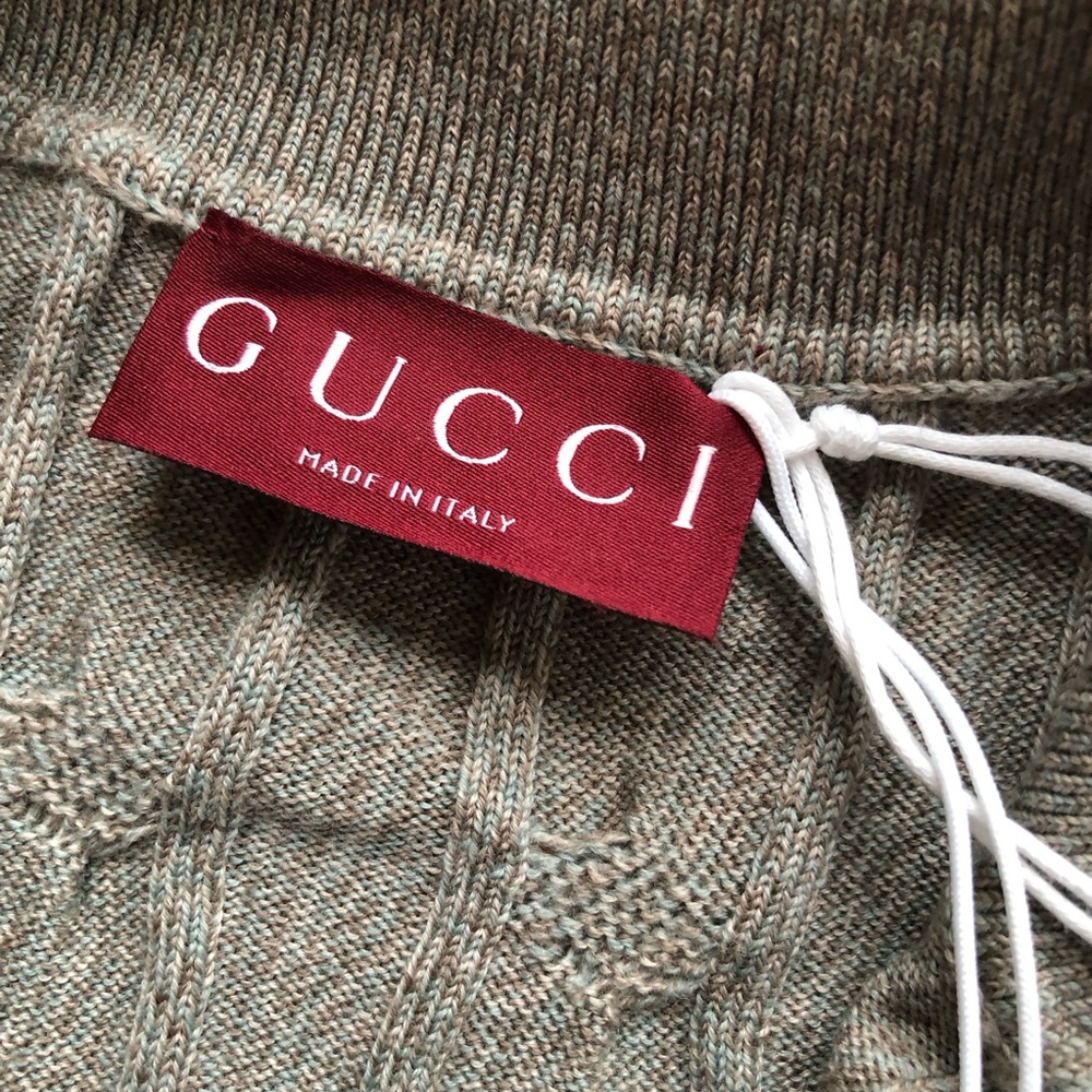 Gucci Gray Cable-Link Rib Knit Wool Polo Top Button-Up Sweater Women’s Size XS - Picture 7 of 16